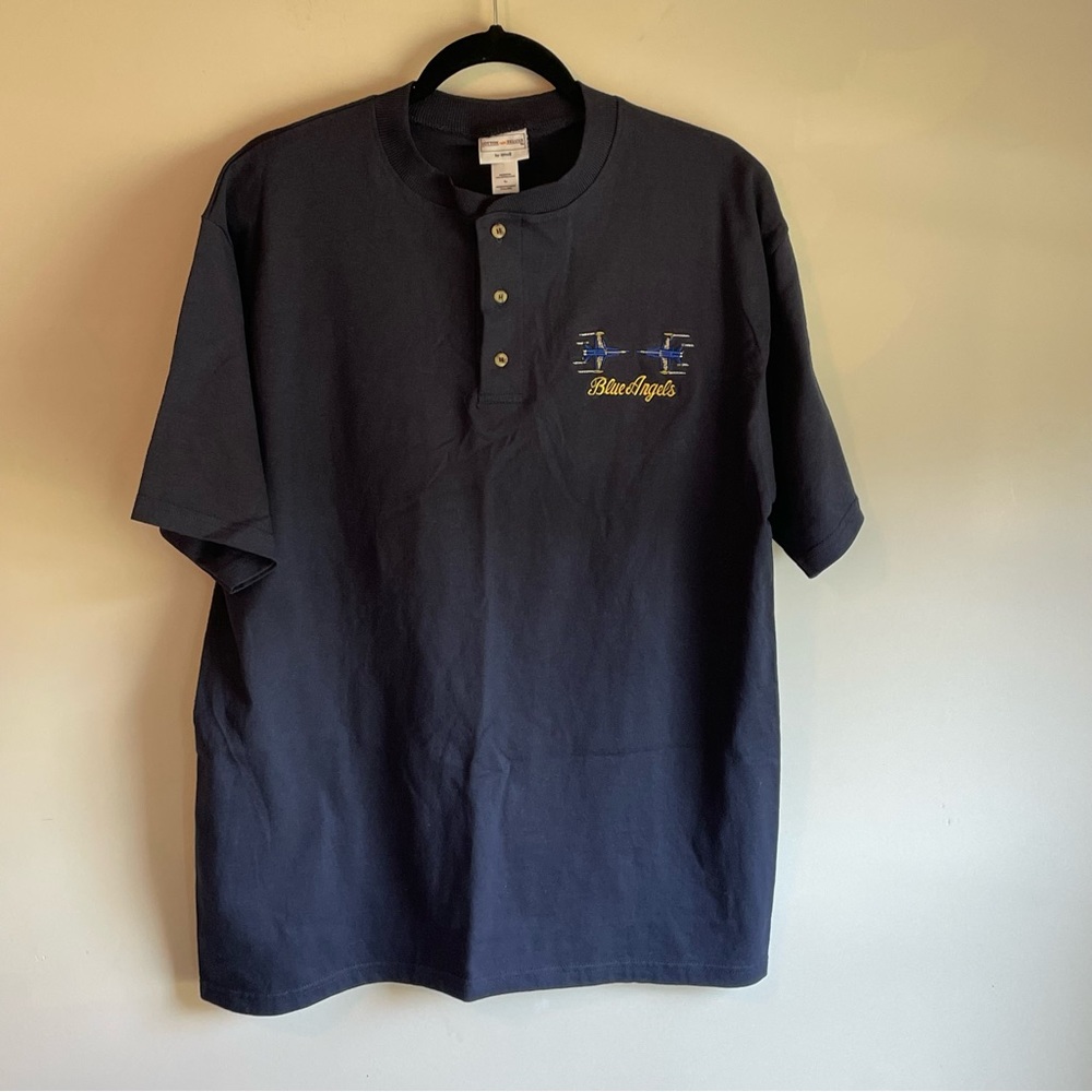 Blue Angels/U.S. Navy Short Sleeve Henley by Anvil Men's Size Large